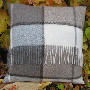 Fringe alpaca cushion, Scottish brown